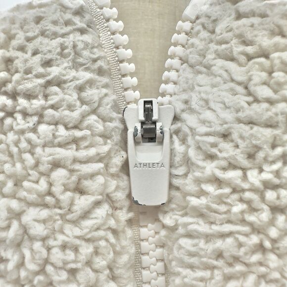 Athleta Fleece Jacket XL Tugga Sherpa Ivory Cream Full Zip Cozy Teddy Pockets - Picture 3 of 15